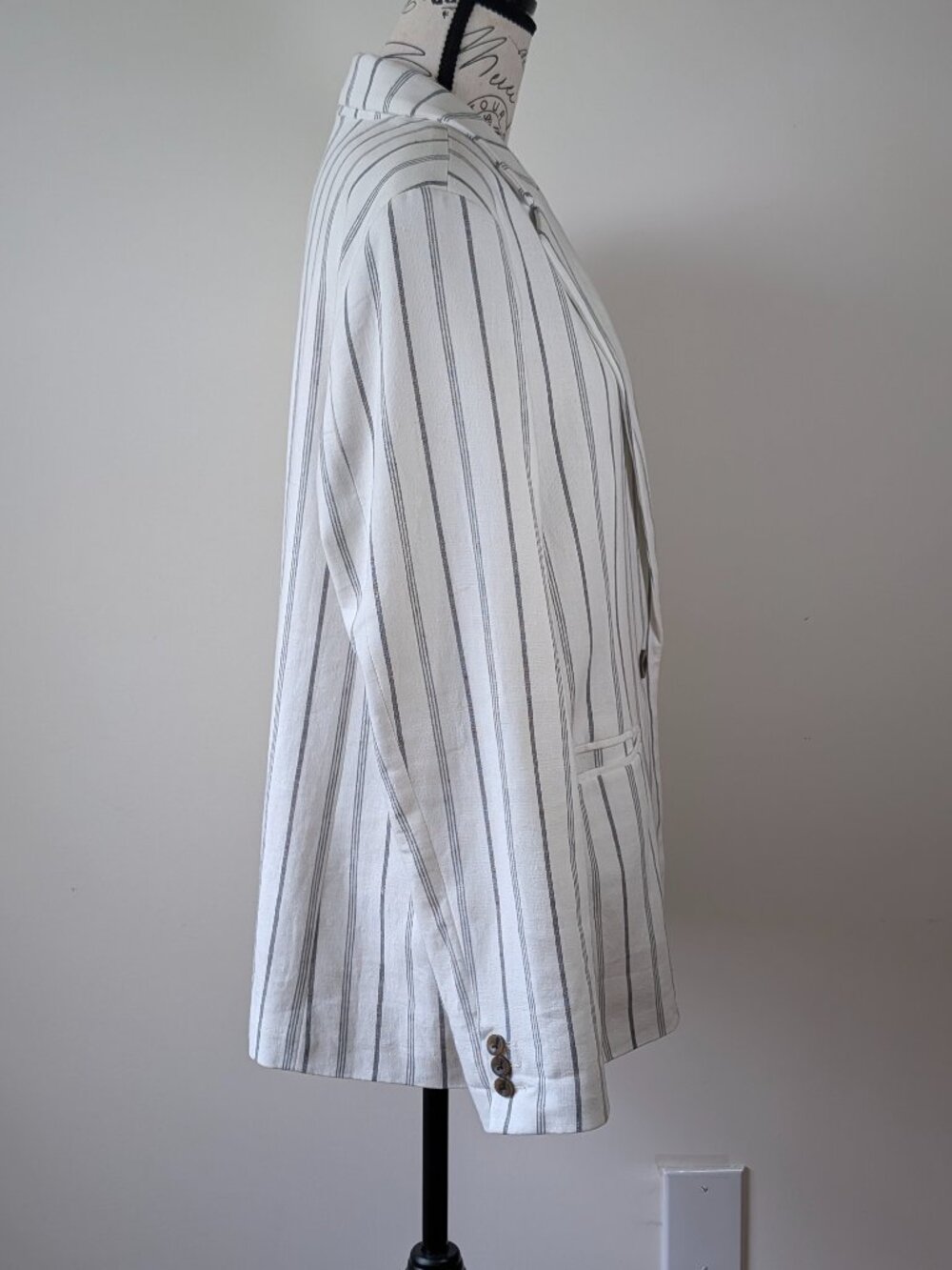 Old Navy Linen Blend Striped Blazer Jacket Women’s L Fully Lined - Picture 4 of 4